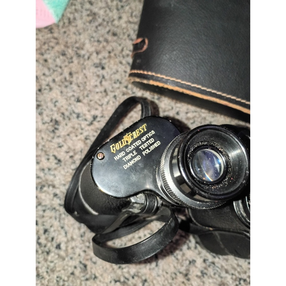 Vintage Gold Crest Coated Binoculars With Hard case Red Lining  7x50 - Picture 3 of 15